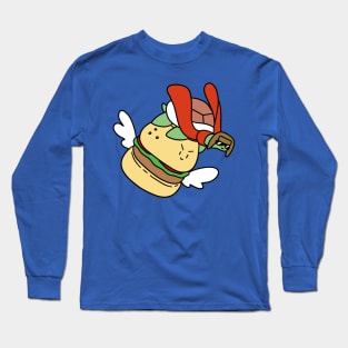 Pilot Turtle Riding a Hamburger Long Sleeve T-Shirt